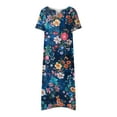 thumbnail image 3 of IROINNID Long Dresses For Women Summer Casual Leisure Comfy V-Neck Buttons Short Sleeve With Pocket Printed Swing Dresses, 3 of 4