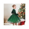 thumbnail image 4 of Sunny Fashion Girls Dress Green Velvet Tulle Glitter Star Silver Belt Xmas Festive Party 6 Years, 4 of 7