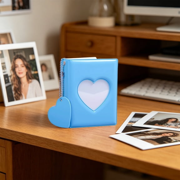 Candy Color Heart Cutout Mini Photo Album, Portable Lightweight Clear Sleeve Multi Purpose Collectible Storage Book, Keepsake Organizer for Photocard Ticket Daily Holiday Collection Gifting