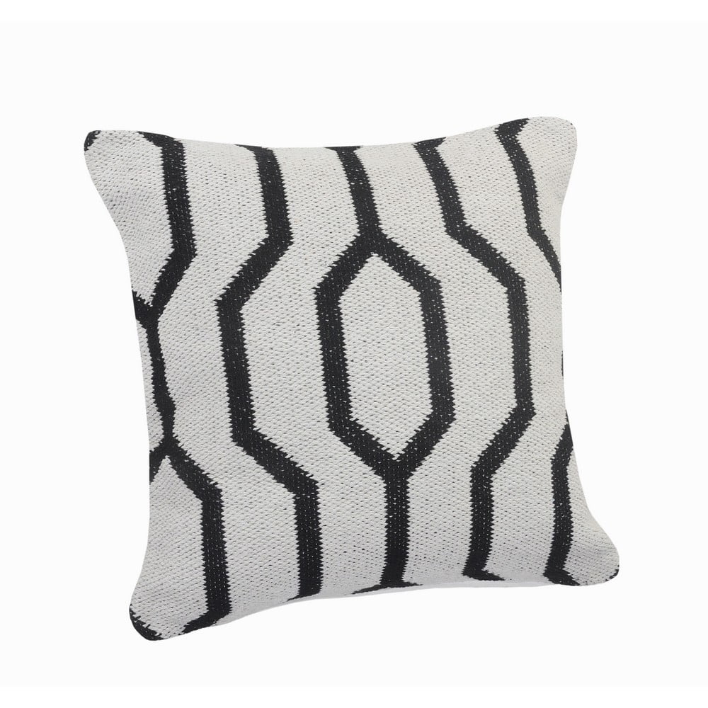 Ox Bay 20" x 20" Hand-Woven White/ Black Geometric Organic Cotton Pillow Cover