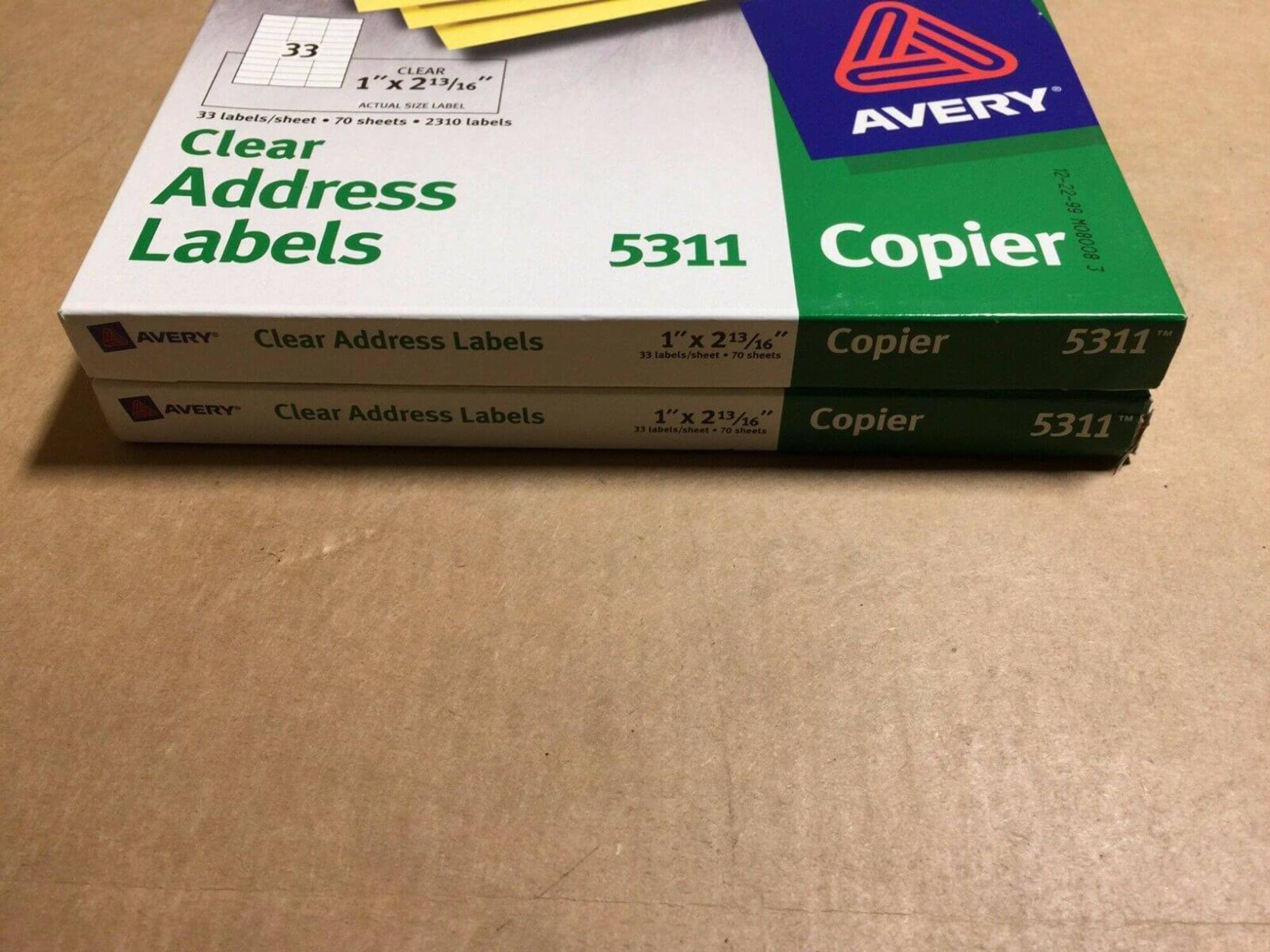 2pk Avery Clear Address Labels For Copiers 1" X 2-13/16" -(5311)