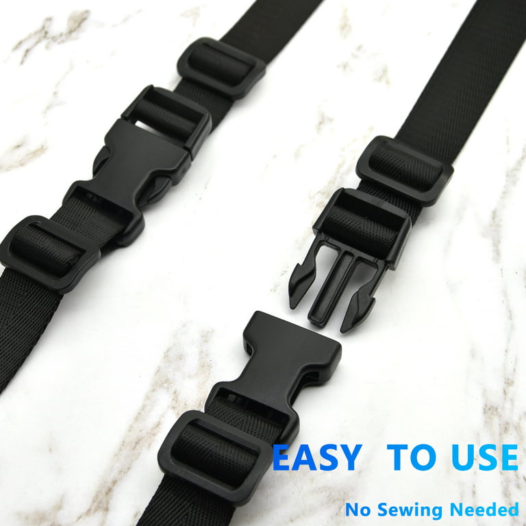 1 inch Buckles Straps Set with 10 Yards Nylon Webbing Strap,10 pcs Quick  Side Release Plastic Buckle, 20 pcs Tri-glide Slide Clip for Luggage Strap,  Backpack Replacement (Black) 