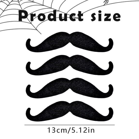 Clearance Under $0.96! 4PACK Halloween Fake Mustache Stickers, Stick-On Cosplay Props for Costume Party, Plastic, (One Size, Black)