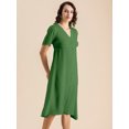 thumbnail image 2 of Moomaya Womens Front Slit Dress, V Neck Short Sleeves Summer Midi Dress, 2 of 7