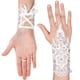 thumbnail image 4 of 1 par de guantes de encaje para mujer, con bordado de malla, flores y diamantes de imitación, sin dedos, para novia, graduación, accesorios de vestuario de boda., 4 of 5