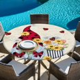 thumbnail image 6 of Gnomes Round Tablecloth, Fitted Table Cover with Elastic for 45"-54" Round Tables, White Yellow Daisy Floral Country Garden Floral Table Cloth Outdoor Indoor Dinning Party Waterproof Tablecloths, 6 of 7