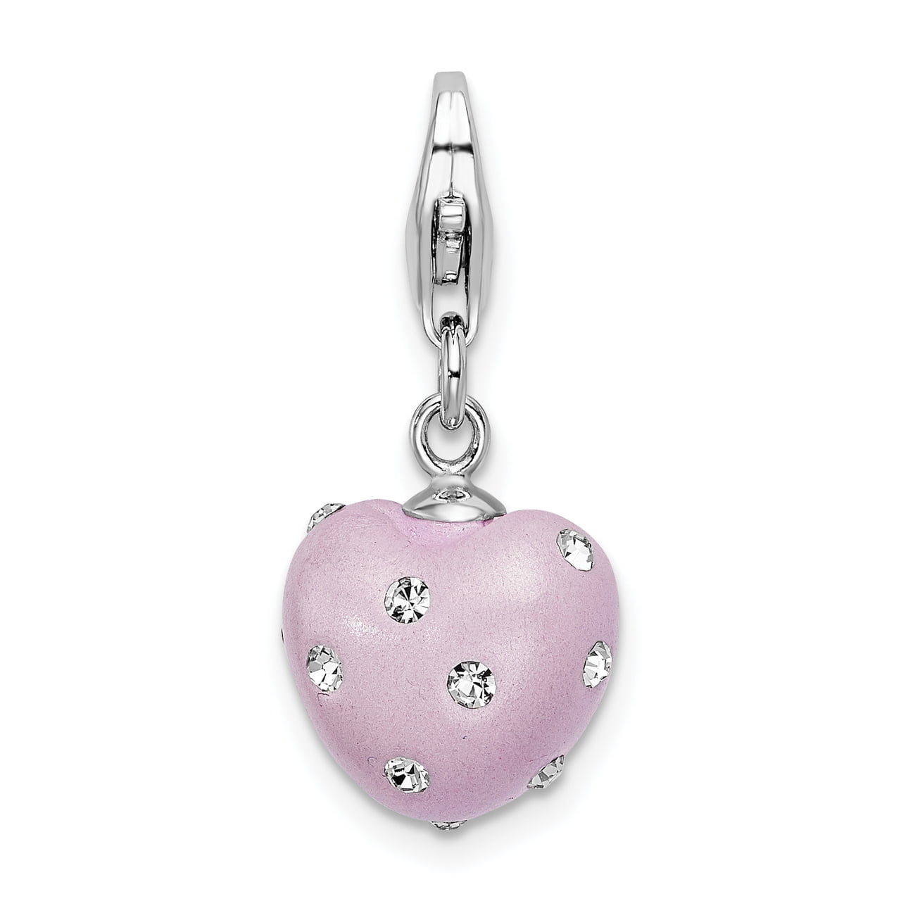 Top 10 Jewelry Gift Sterling Silver Click-on White Ferido & Stellux Crystal Ball Charm