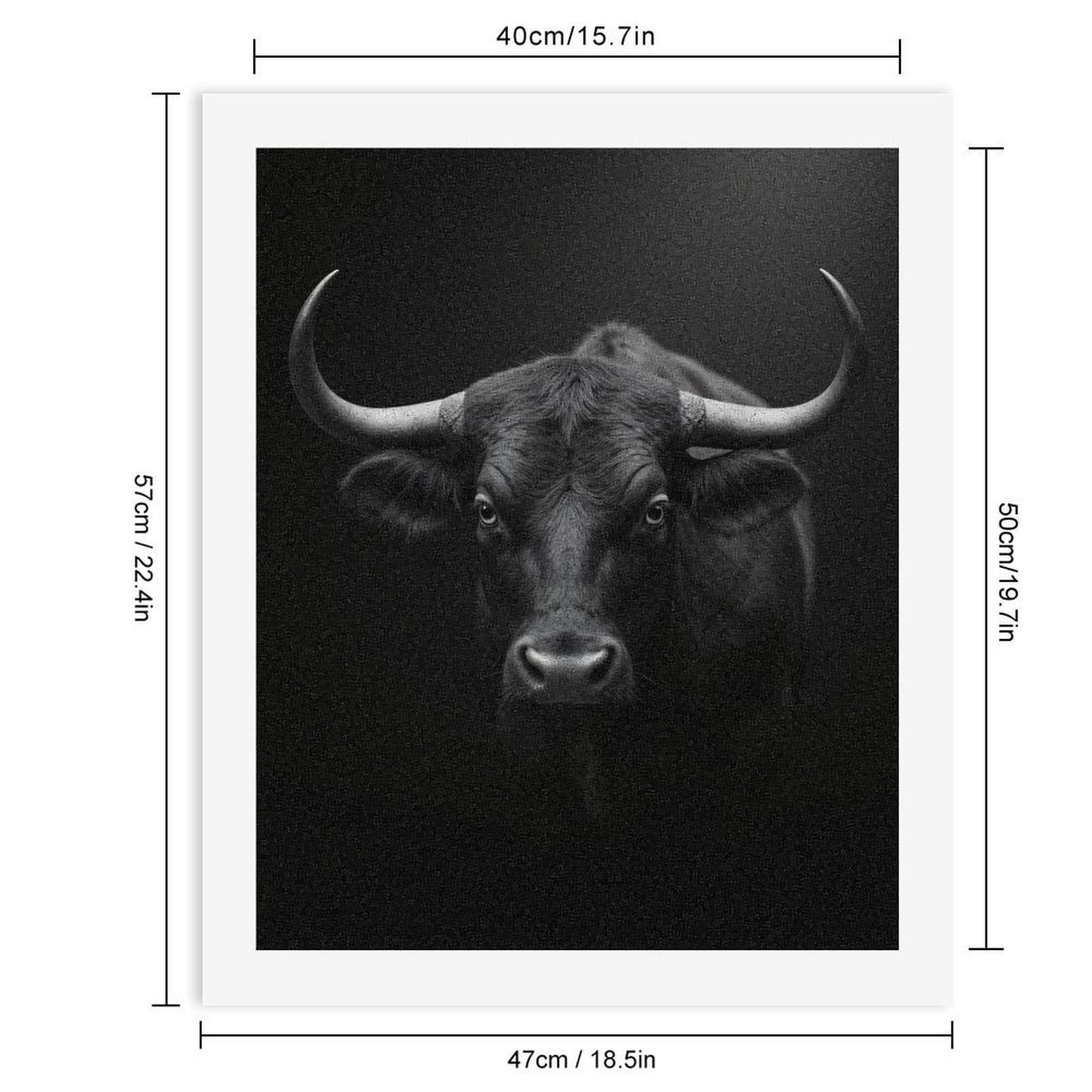 Paint By Numbers Kit for Adults Beginner - DIY Majestic Bull Monochrome Portrait Canvas Painting Kits for Adults, Frameless Paint By Number for Adults for Home Wall Decor 16x20 Inch