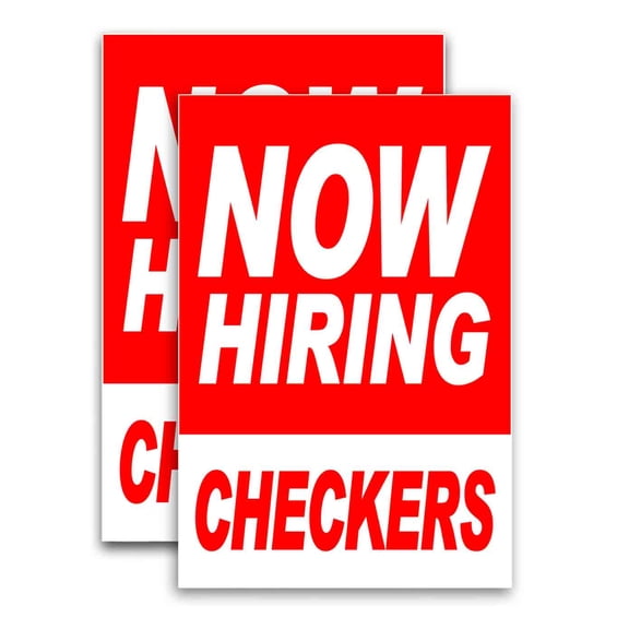 Now Hiring Checkers (24" X 36") Vinyl Decal Only (Pack of 2)