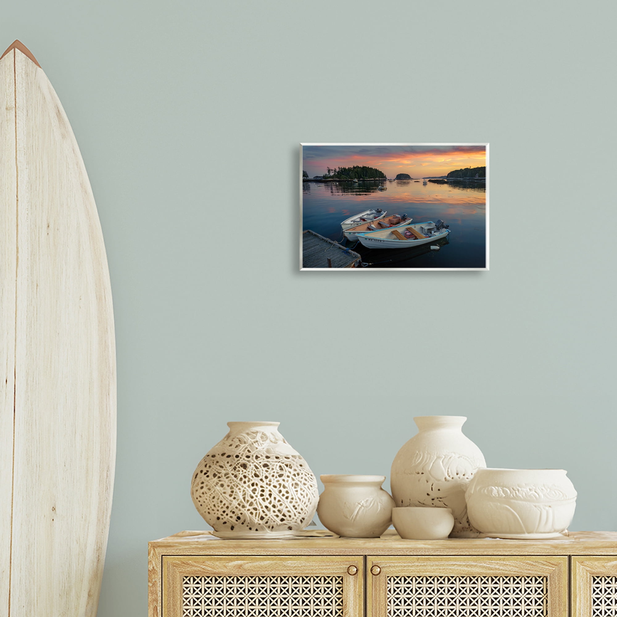 Stupell Industries Three Boats at Sunset Nautical & Beach Photography Unframed Art Print Wall Art, 15 x 10