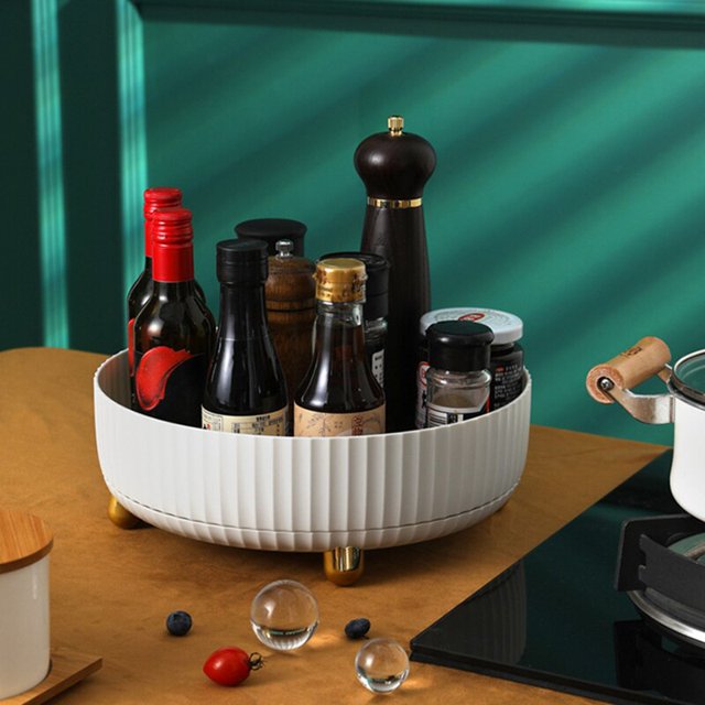 360 Rotatable Seasoning Spice Jar Tray Fruit Plate Kitchen Storage Rack Shelf Luxury Cosmetics Storage Box Container HolderOrange SGERMANY He Qiyong unisex