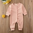 thumbnail image 2 of Solid color button knit jumpsuit overall clothing long sleeve one piece baby jumpsuit, 2 of 4