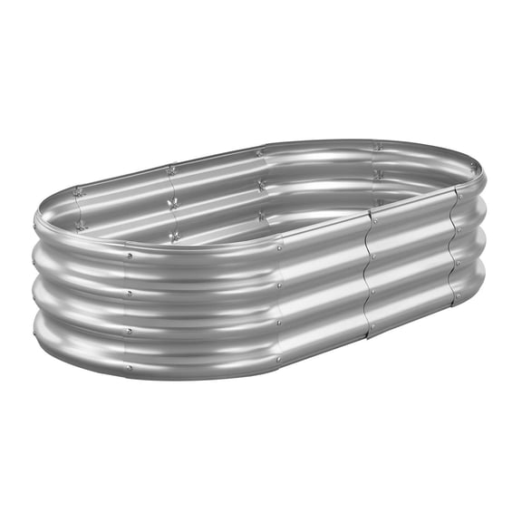 4x2x1 ft Galvanized Oval Outdoor Raised Garden Bed, Open Bottom, Metal Planter for Vegetables, Flowers & Succulents