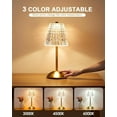 thumbnail image 2 of WE Cordless Lamp, Crystal+Dimmable+3 Colors Rechargeable Lamp, Touch Battery Operated Vintage Ambient Light for Kitchen/Bedroom/Bathroom Shower/Dining Table/Entryway/Hallway/Bar, 2 of 7
