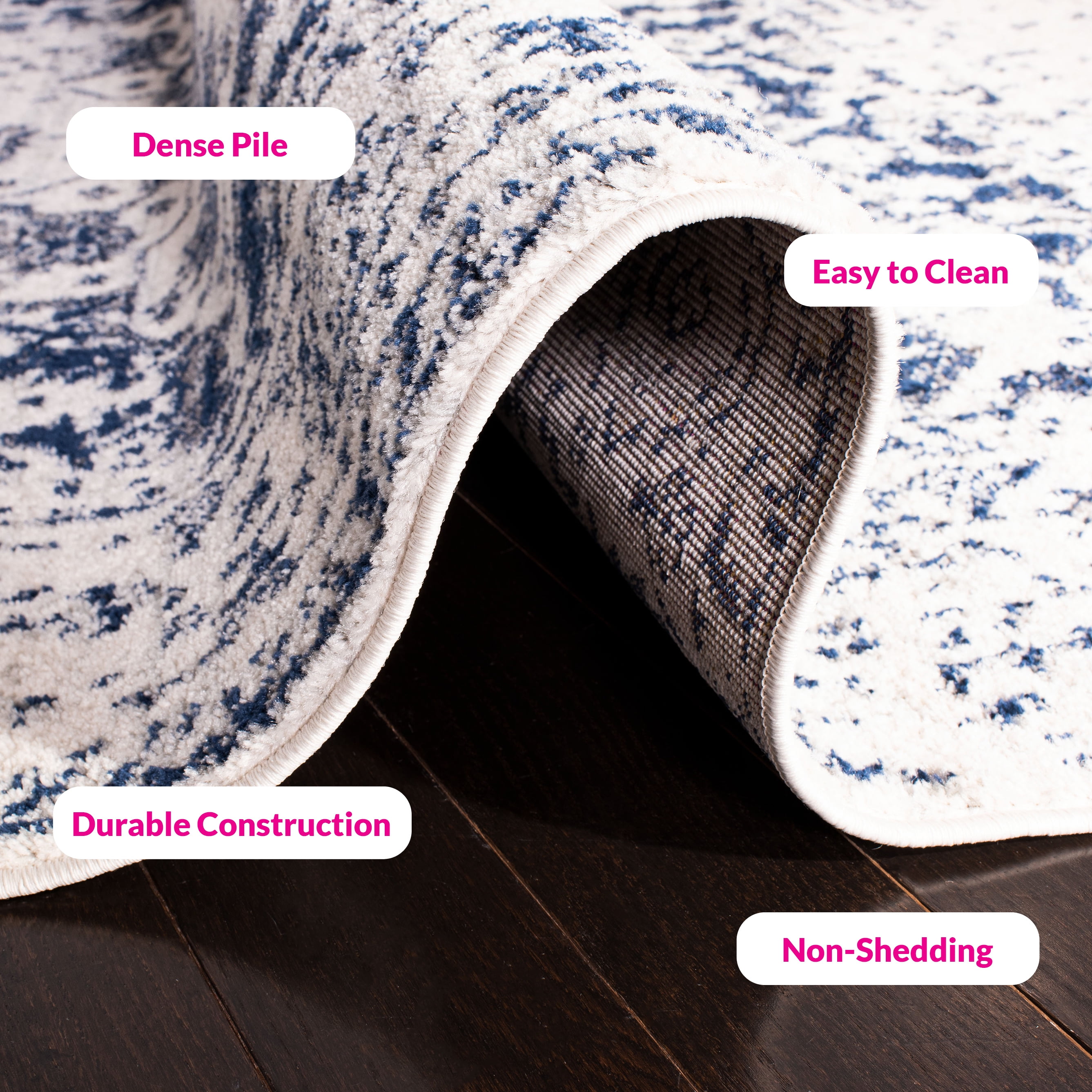 SAFAVIEH Madison Katina Oriental Area Rug, Cream/Navy, 5'3" x 7'6" - Traditional Design, Cream & Navy, Non-Shedding & Easy Cleaning, Ideal for Living Room, Bedroom, Dining Space