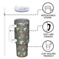 thumbnail image 4 of Floral 40oz Tumbler– Stainless Steel Insulated Tumbler with Handle and Straw, Large Capacity Travel Cup for Hot & Cold Drinks,Thanksgiving,Christmas, Spring,Flower, 4 of 6
