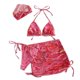 thumbnail image 1 of Womens Lace Up Bathing Suits Ladies 4 Pieces Swimsuit Floral Print Halter Bikinis Set with Beach-Skirt for Beachwear Ins pattern 3 XL, 1 of 4