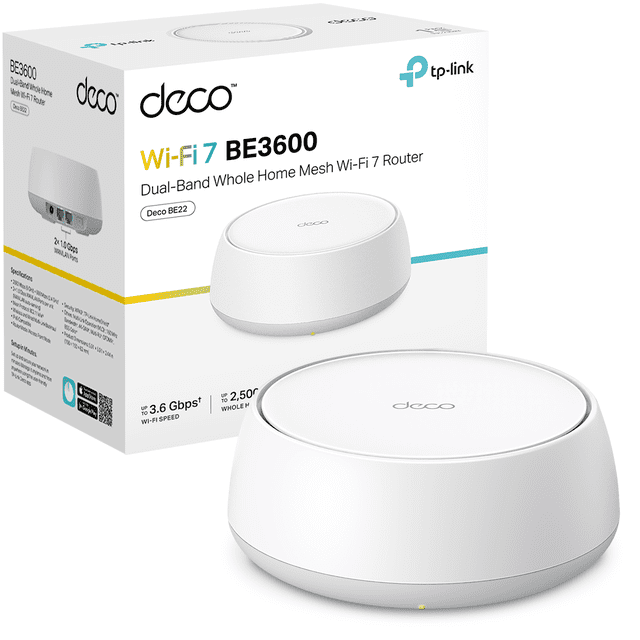 TP-Link Deco BE22 Router Mesh WiFi 7 BE3600 Doble Banda Con HomeShield y Cobertura Inteligente para Hogar