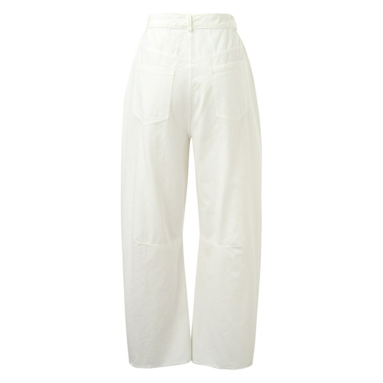 GYUJNB Barrel Jeans Women Mid Rise Barrel Leg Pants, Wide