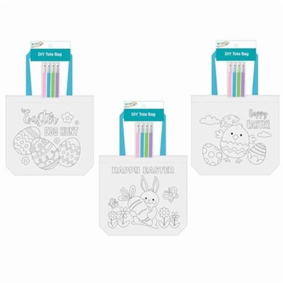 Regent Products  8.66 x 7.87 in. Treat Bag DIY Easter Tote with 4 Mini Marker - 3 Assorted Style - Pack of 24