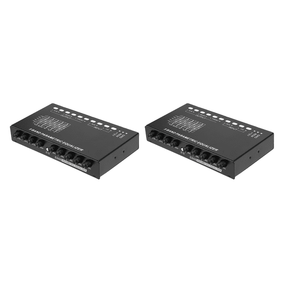 2X 5-Band Car Audio Equalizer, Adjustable 5 Bands EQ Car Amplifier Graphic Equalizer with CD/AUX Input Select Switch
