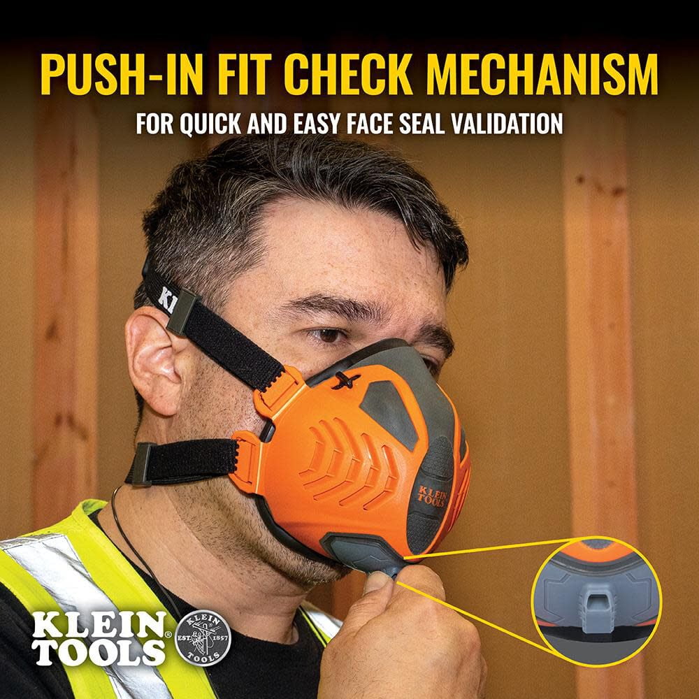 Klein Tools 60552 P100 Half-Mask Respirator with Replaceable Filters Dust, M/L