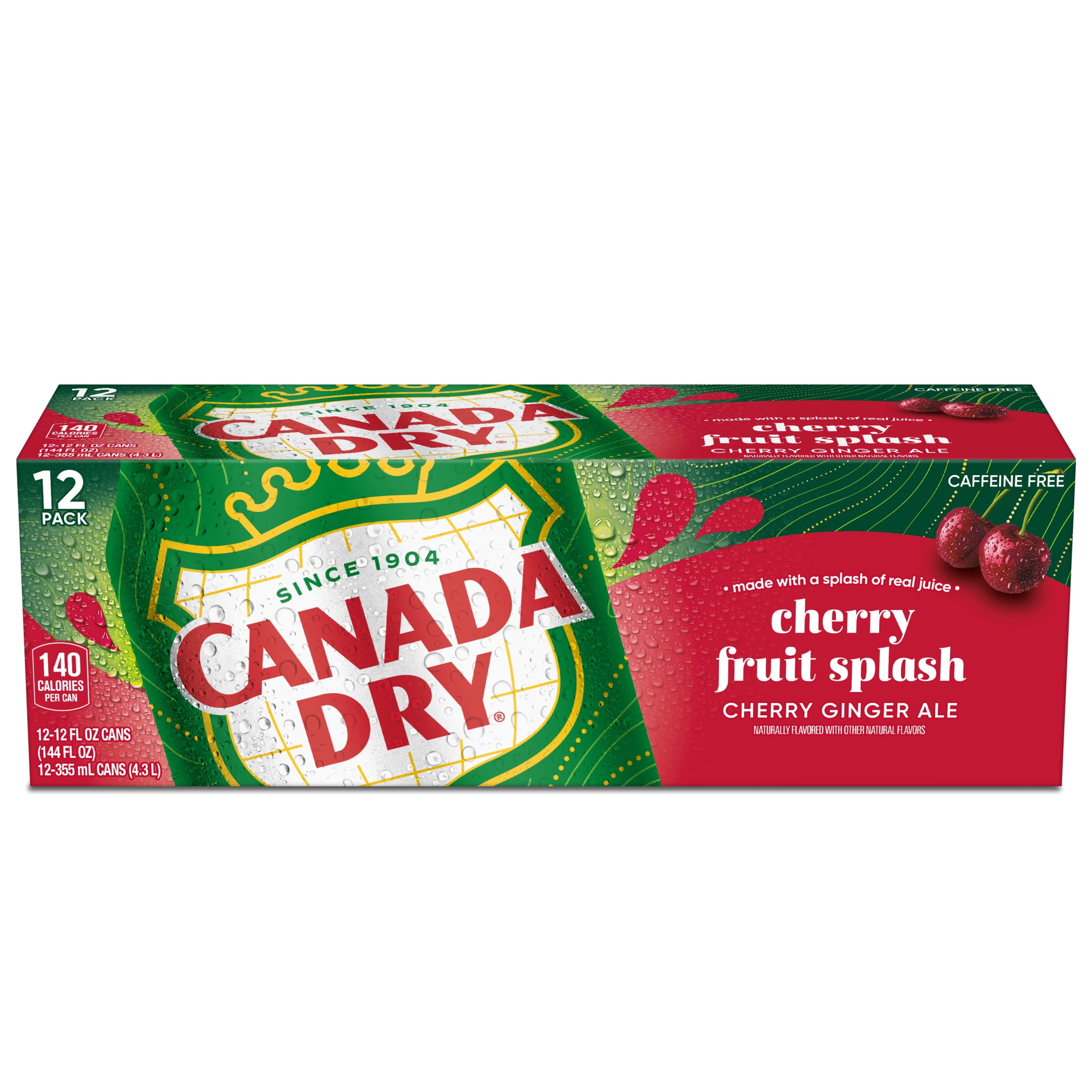 Canada Dry, Fruit Splash Cherry Ginger Ale, 12 fl oz, 12 Pack Cans