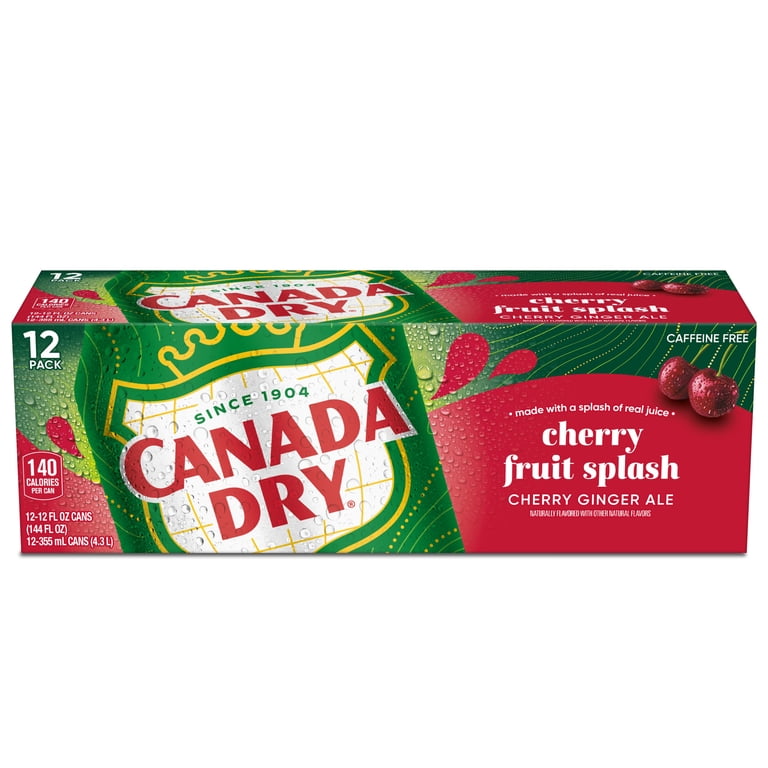 Canada Dry, Fruit Splash Cherry Ginger Ale, 12 fl oz, 12 Pack Cans