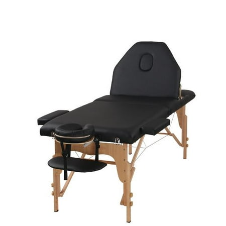 The Best Massage Table 3 Fold Black Reiki Portable Massage Table - PU Leather w/ Free