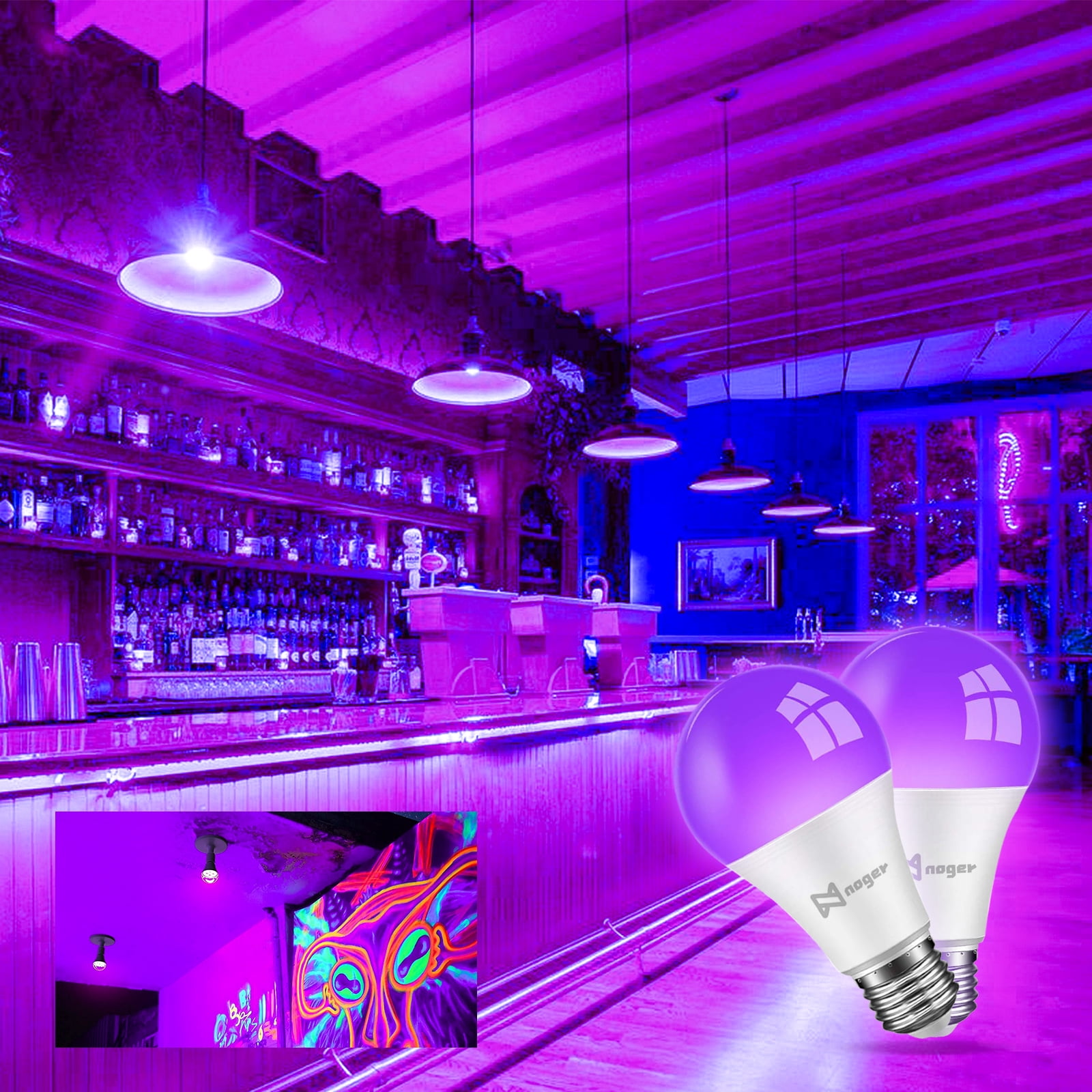 LED Black Lights Bulb, 9W A19 Led Bulb (75Watt Equivalent), UVA Level 380-400nm, E26 Medium Base