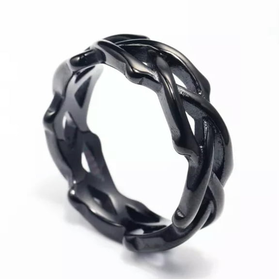 K-KED Vintage Flower Vine Thorn Crown Ring Stainless Steel Men Women Wedding Gift Band-9-Black