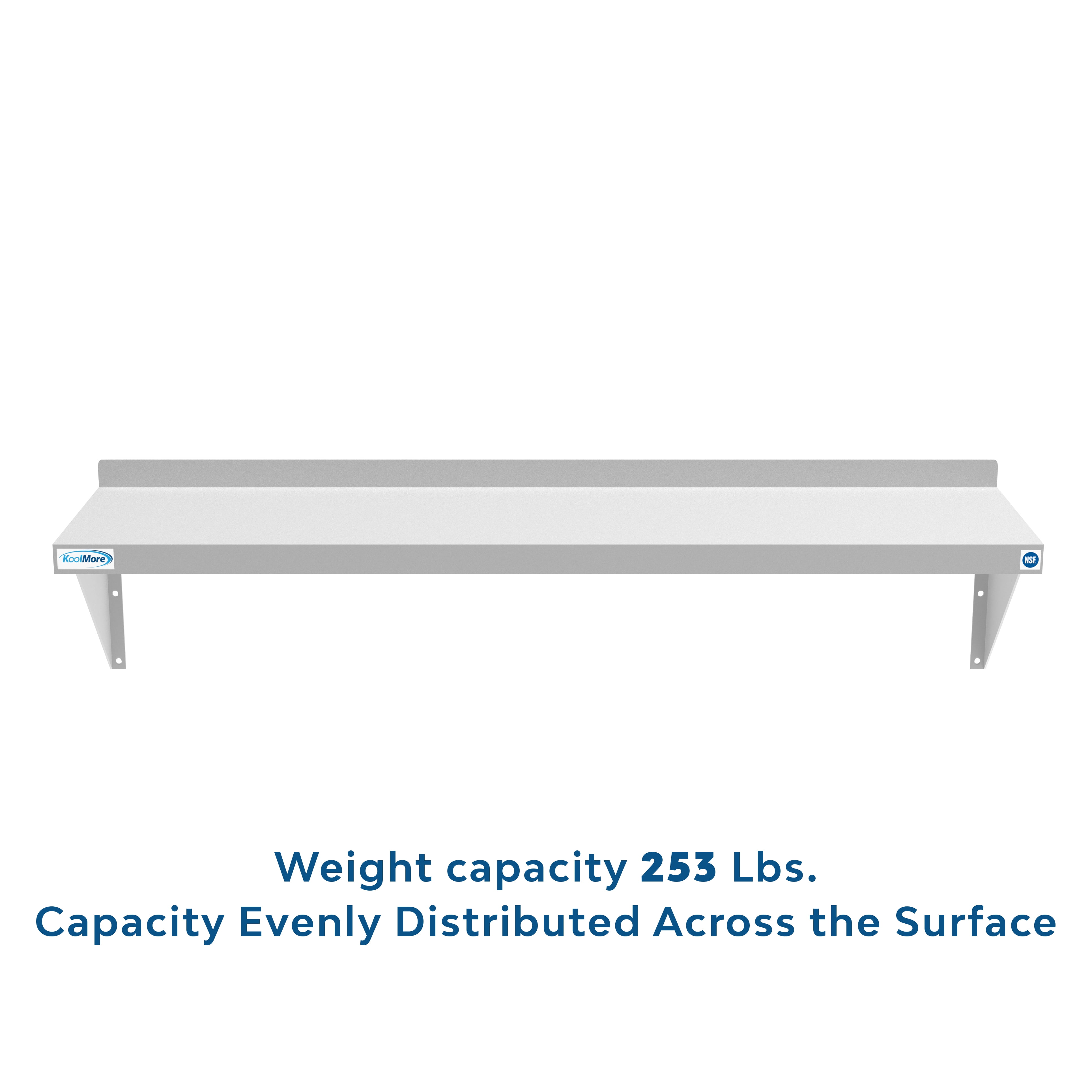 KoolMore 12" x 48" 18-Gauge Stainless-Steel Heavy Duty Wall Shelf.