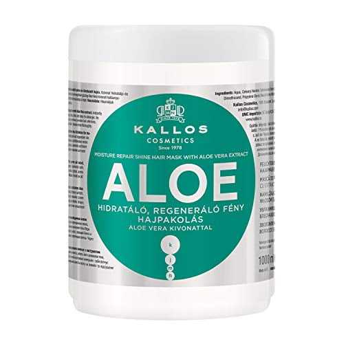 Mascarilla capilar de Aloe Vera Kallos Kjmn para hidratar y reparar el cabello, con brillo