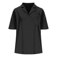 thumbnail image 4 of JIUIKE Oversized Tops for Women Short Sleeve T-Shirts Deep V Neck Solid Color Loose Fitting Tees, 4 of 8