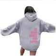 thumbnail image 6 of yoeyez Womens Overtsize Fashion Hoodies Letter Print Drawstring Hooded Sweatshirts Long Sleeve Graphic Pullover Tops With Pocket Prime and Day 2025 Gray L, 6 of 6