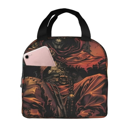 Insulated Lunch Bag for Women Men - Dark Skull King Throne Leakproof Cooler Lunch Box for Women Men  Lunch Tote Bags for Work School Picnic Travel