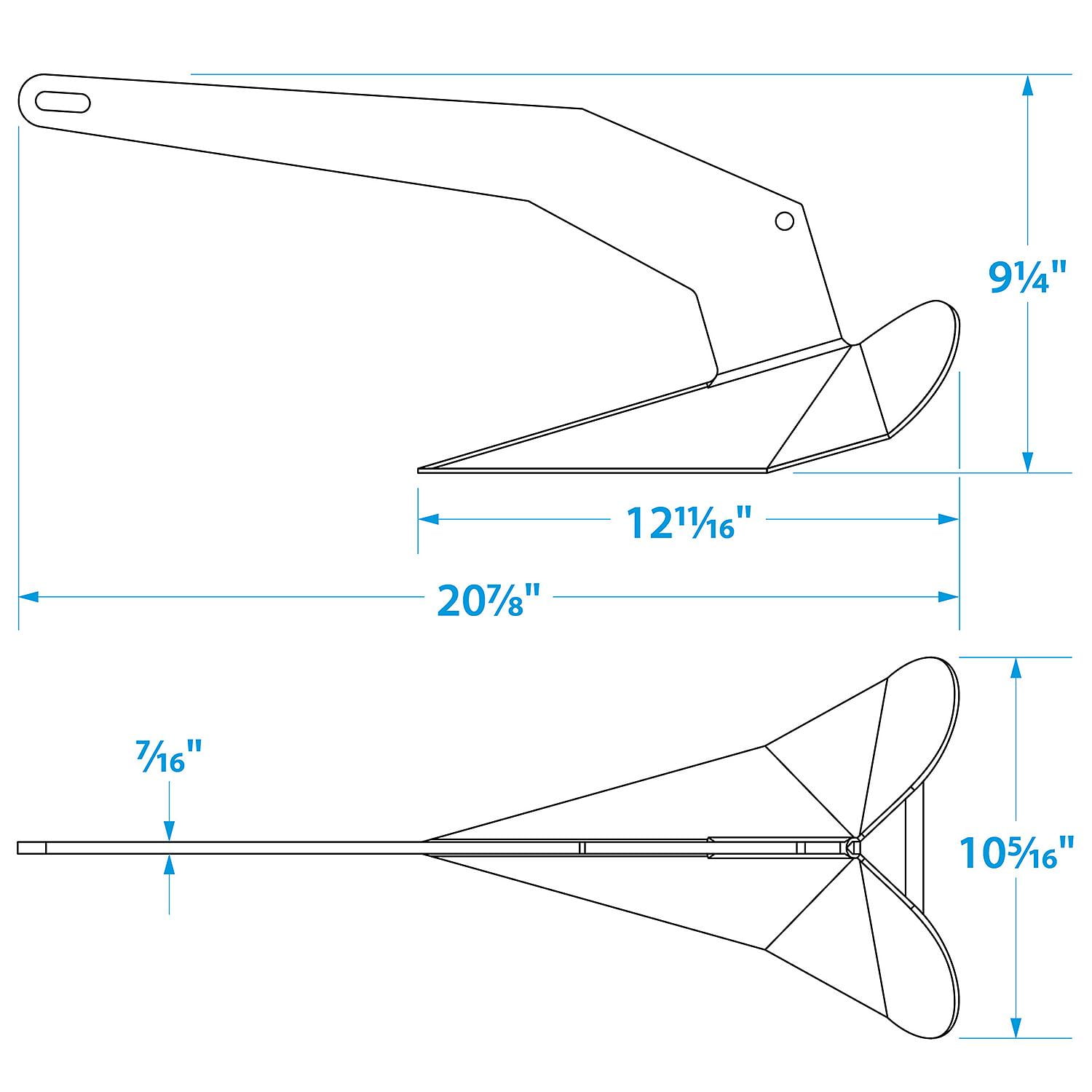 Seachoice 41540 Hot Dipped Galvanized Plow Anchor, 14 Lbs.