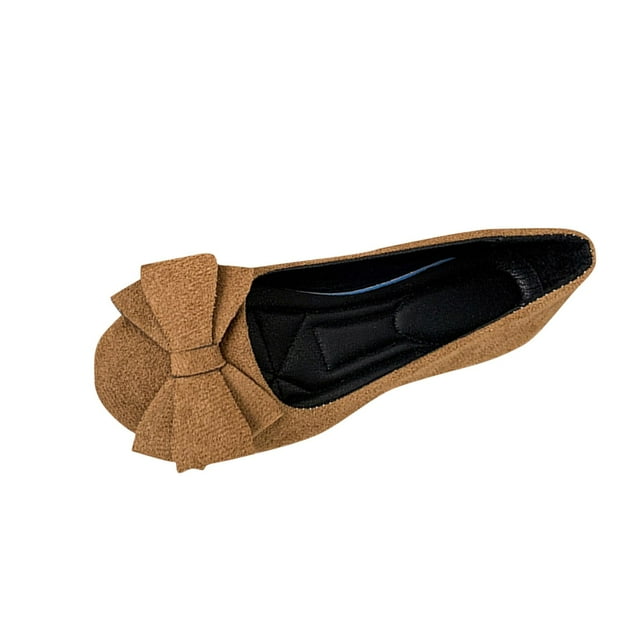 Ballerines d'Été pour Femmes Confortables à Bout Rond avec Nœud, Chaussures de Ballet pour Femme en Suède Doux, Ballerines de Conduite Brun