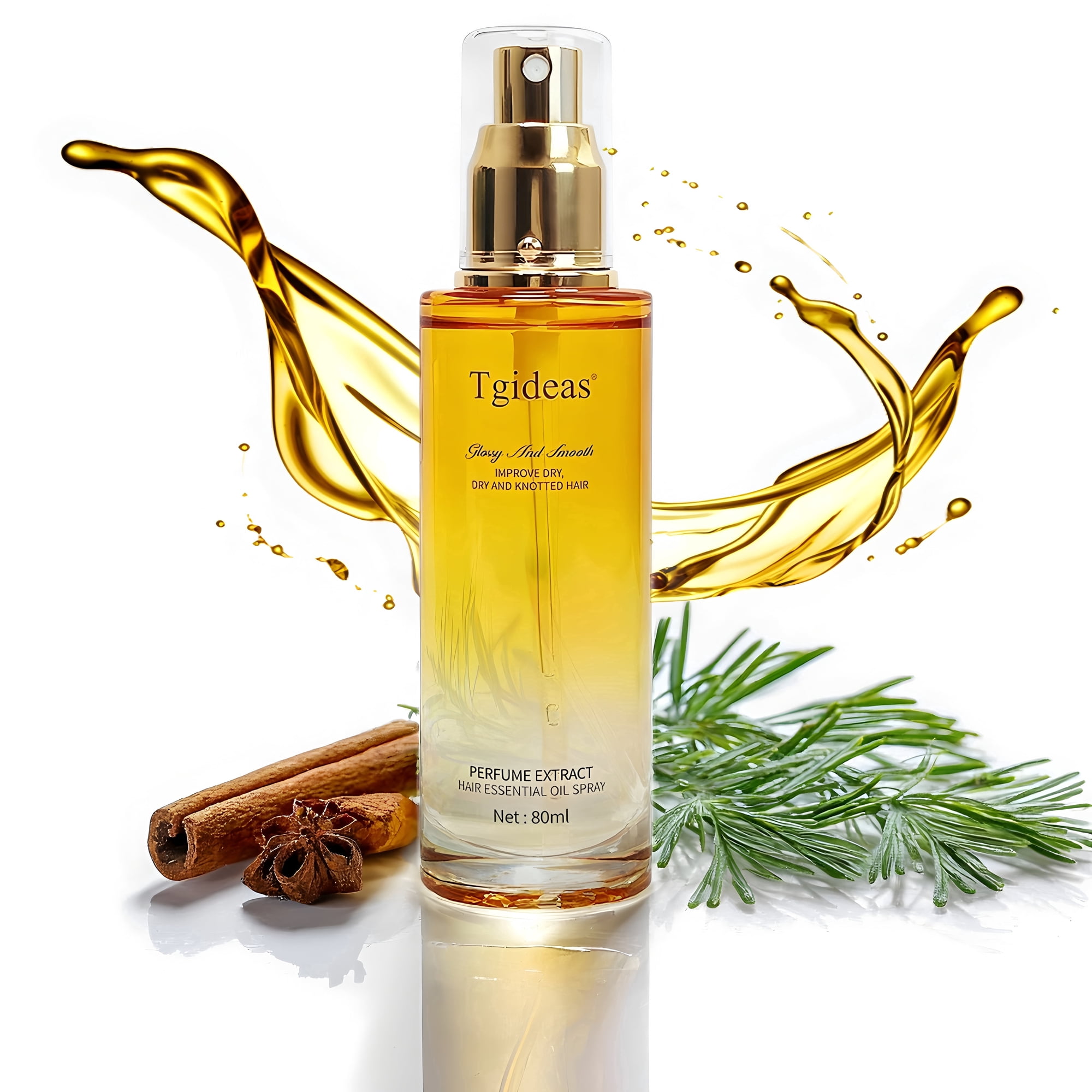Tgideas Hair Oil Spray - Leave-in Hair Conditioning Oil with Jojoba Oil and Shea Butter - Clear Hair Oil Spray - For Dry Hair, Curly Hair, Detangling, Styling & Moisturizing - For Women & Men