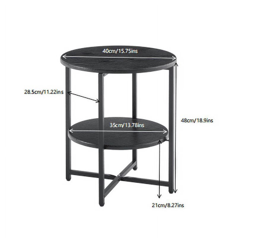 MAYEERTY Small round side table,2 tiers farmhouse end table,accent tables for small spaces,night stands for bedrooms living room,coffee tables with storage shelf,Black