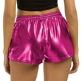 thumbnail image 2 of Fashion Women High Waist Yoga Sport Pants Shorts Shiny Metallic Pants Leggings, Pink Size: S-2Xl, 2 of 3