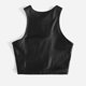 thumbnail image 2 of Mujeres Racerback Camisetas sin mangas Camisetas sin mangas de cuero con tiras para mujer, chaleco Sexy de charol para mujer, camiseta Sexy ajustada de Color sólido, Top informal (Black, S), 2 of 6