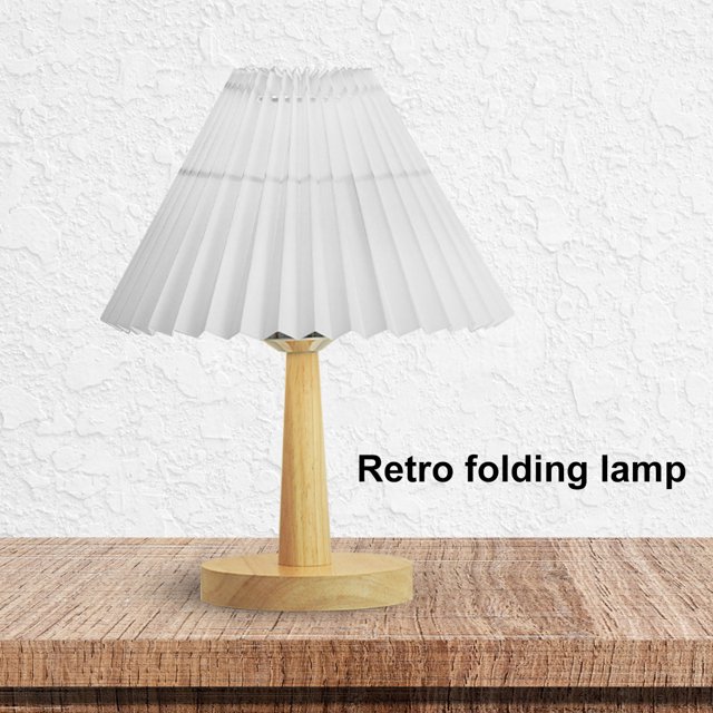Muyoka Lámpara de mesa plisada retro Lámpara de noche plisada LED alimentada por USB Lámpara de mesita de noche plisada que cuida los ojos con luz cálida Lámpara plisada junto a la lámpara para la dec Muyoka Hogar