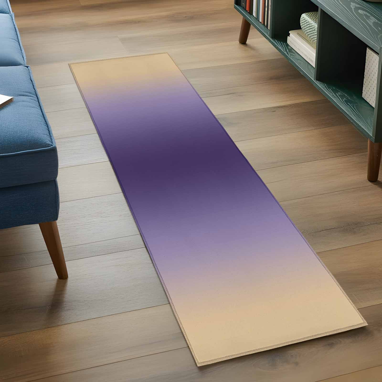 Purple Yellow Ombre 2'x6' Runner Rugs for Hallway Kitchen Bedside Non Slip Washable, Farmhouse Modern Gradient Art Entryway Rug Runners with Rubber Backing, Long Carpet Runner for Laundry Room