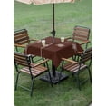 thumbnail image 3 of Outdoor Tablecloth with Umbrella Hole and Zipper, Brown White Floral Square Table Cloth 60x60 Inch Waterproof Tablecloth, Abstract Art Summer Botanical Picnic Table Cover for Patio Camping, 3 of 7