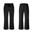 thumbnail image 6 of Enjoytime Pants for Men Drawstring Solid Color Elastic Waist Cropped Pants Lightweight Work Casual Trousers with Pockets Black XXL, 6 of 7