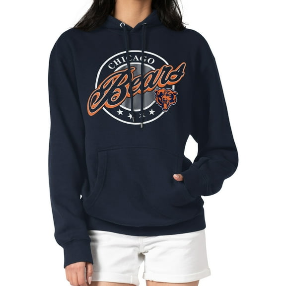 Women's G-III 4Her by Carl Banks Navy Chicago Bears Pinstripe Circle Fleece Pullover Hoodie