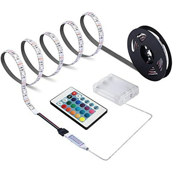 Graflsoa 5V RGB LED Strip Light with 24-Key Battery Box, 2835 SMD, IP65 Waterproof, 5M Length, Remote Control Included
