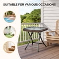 thumbnail image 4 of Ktaxon Foldable 17.7" Ratten Patio Side Table with Tempered Glass Top, Folding Sofa End Table with Wicker Decorations for Lawn Garden Balcony Porch Deck Pool (Square, Brown), 4 of 9
