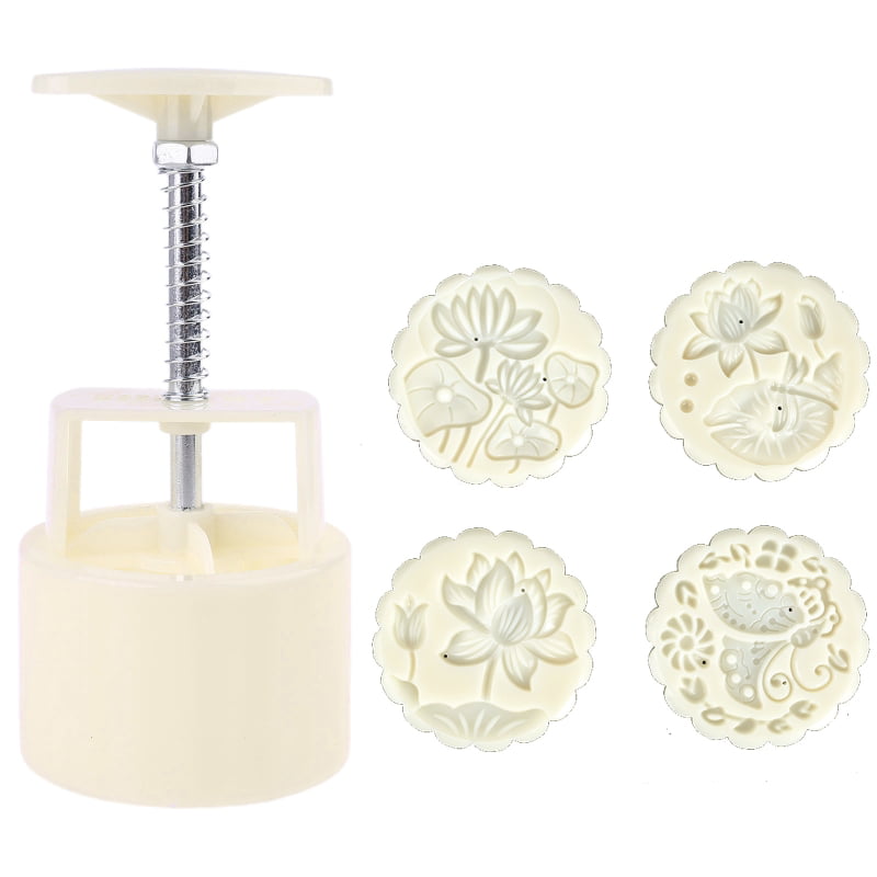 SUNSHNE Baking Tool Utensils 100/125g Mooncake Barrel Mold with 4pcs Stamps Hand Press Moon Cake Pastry Mould DIY Bakeware Mid-autumn Festival
